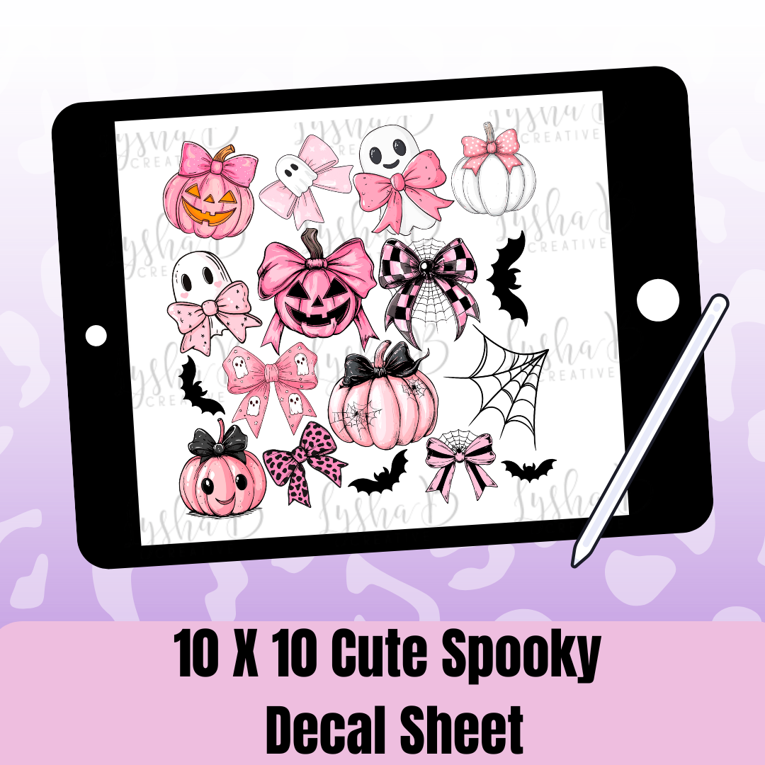 10x10 Cute Spooky UVDTF Decal sheet