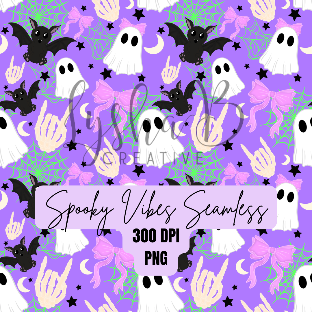 Digital Art/ Spooky Vibes Seamless PNG/ Ghost spider design