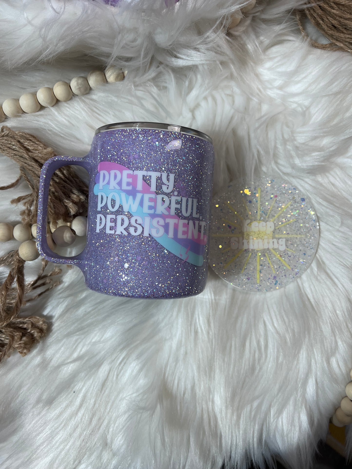 12oz Pretty Powerful persistent mug and coaster bundle