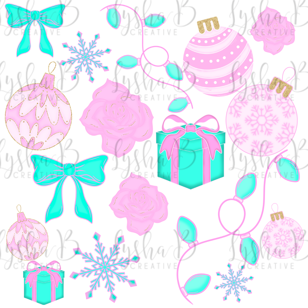 Pastel holiday UVDTF decal sheet