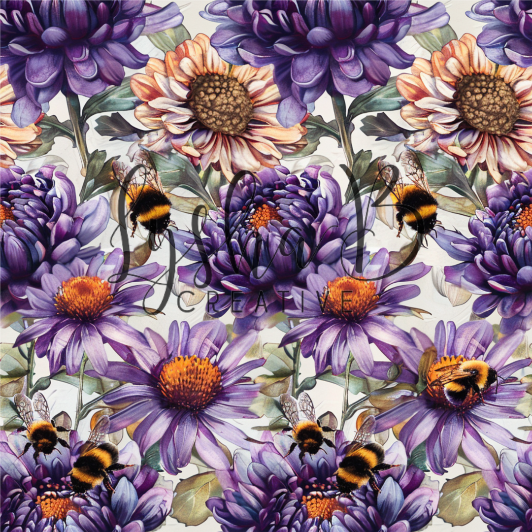 12 x 12 Large Purple and yellow floral vinyl