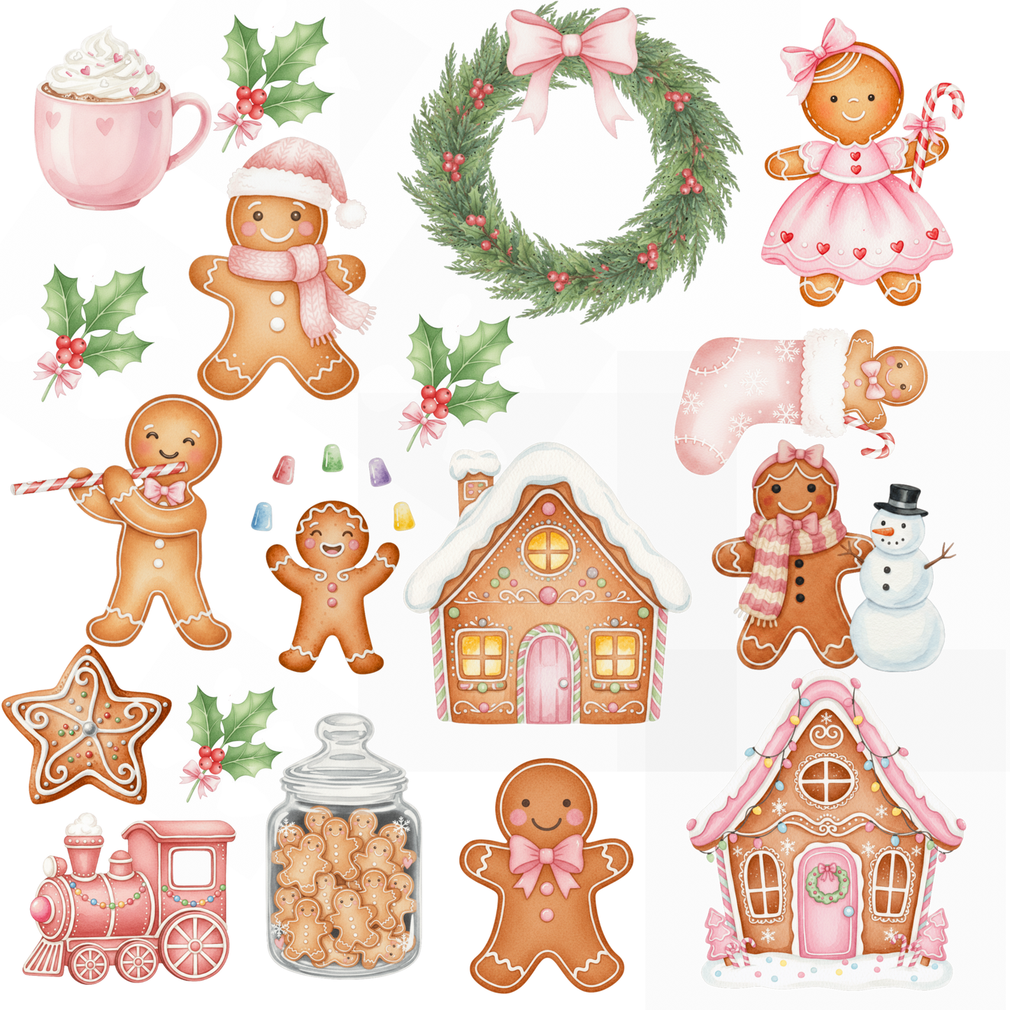 Holiday gingerbread UVDTF decal sheet