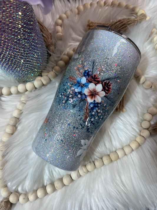 30oz snow floral tumbler