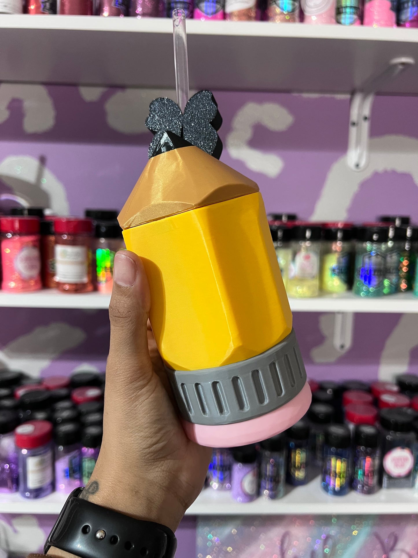 3D printed teacher themed pencil can cooler