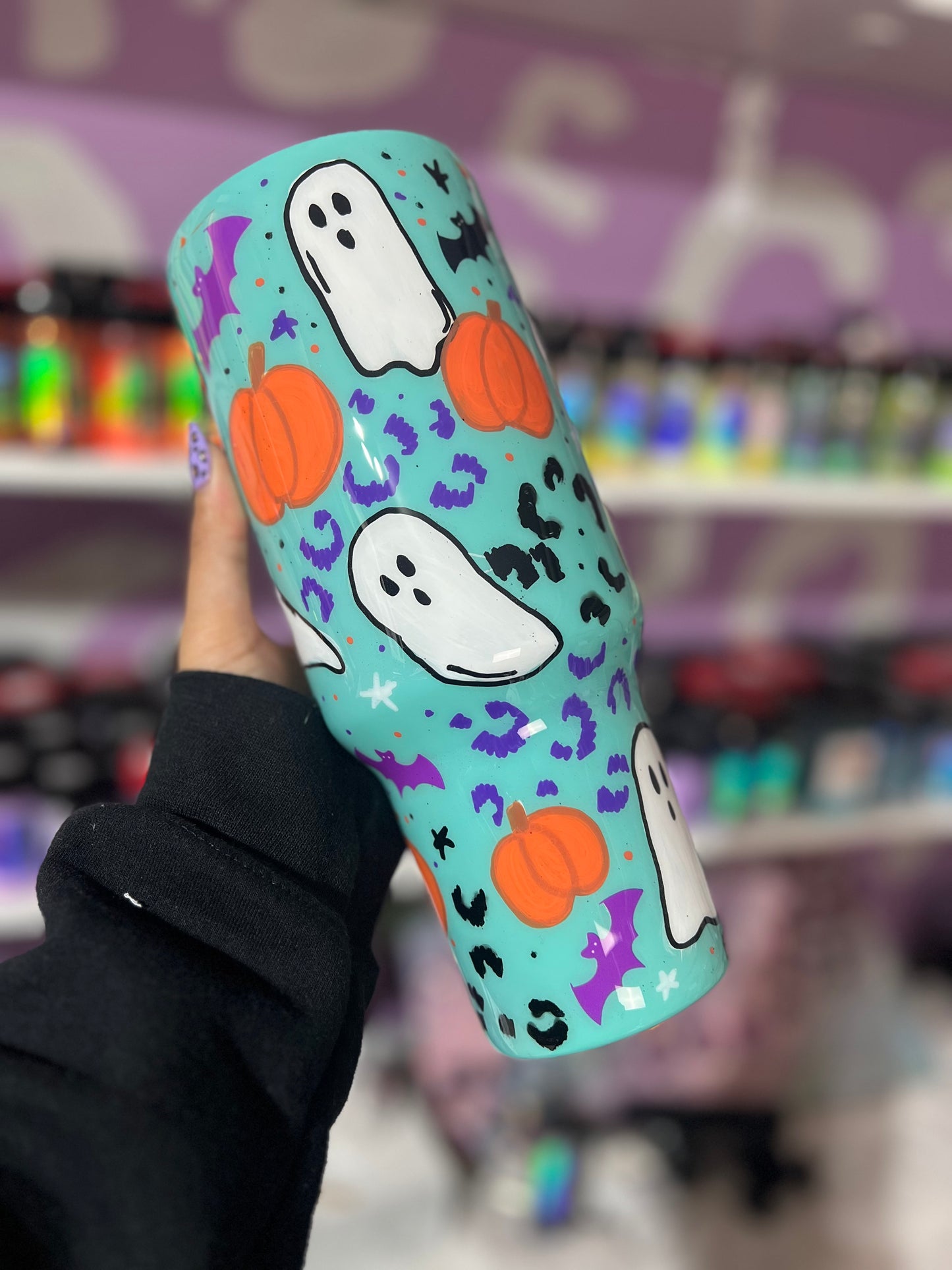40oz Hand painted spooky tumbler