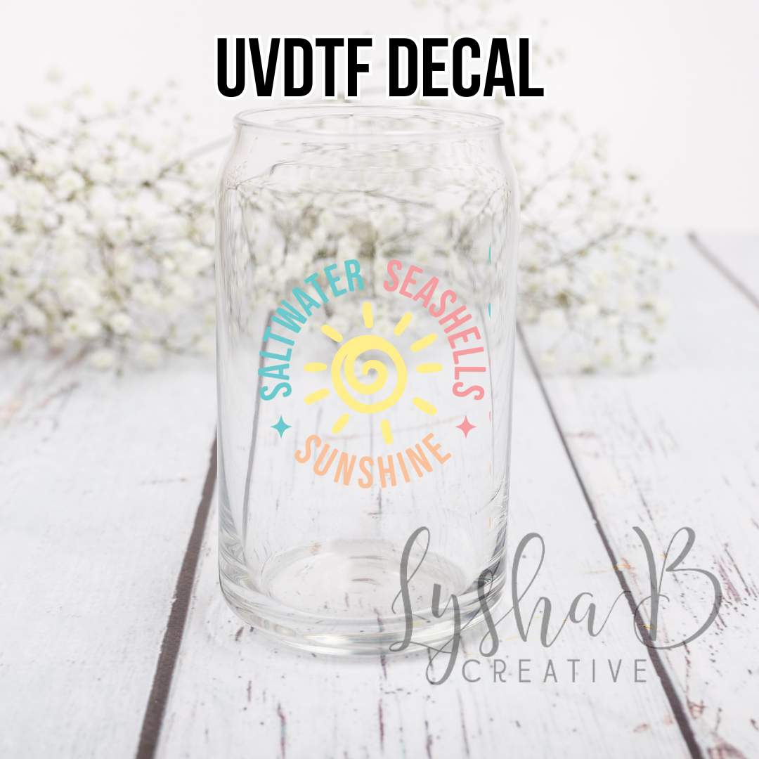 Saltwater, seashells, sunshine Round Decal