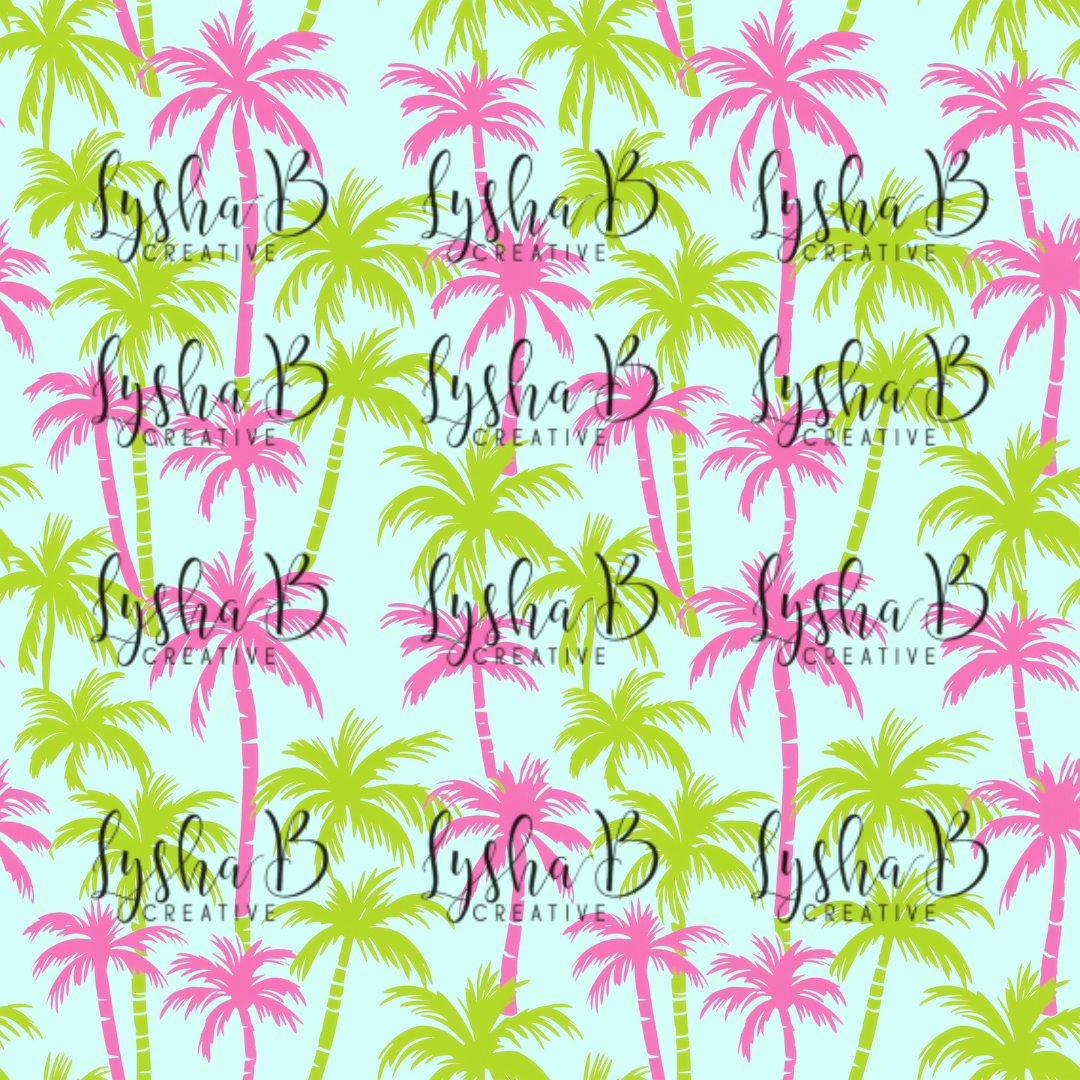 12 x 12 Pink and Green Palm Tree Vinyl