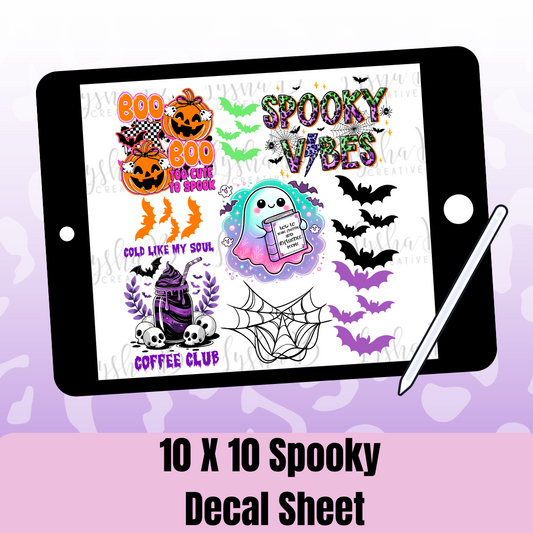 10x10 Spooky UVDTF Decal sheet