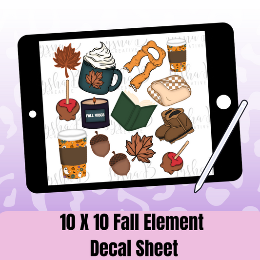 10x10 Fall Vibes UVDTF element sheet