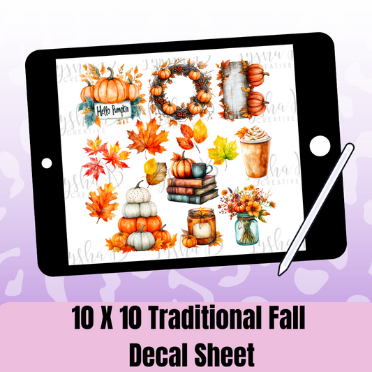 10x10 Traditional Fall UVDTF Decal sheet