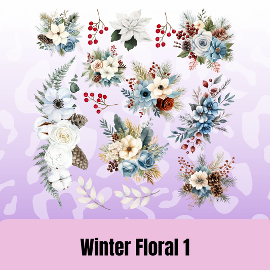 Winter Floral 1 UVDTF Sheet