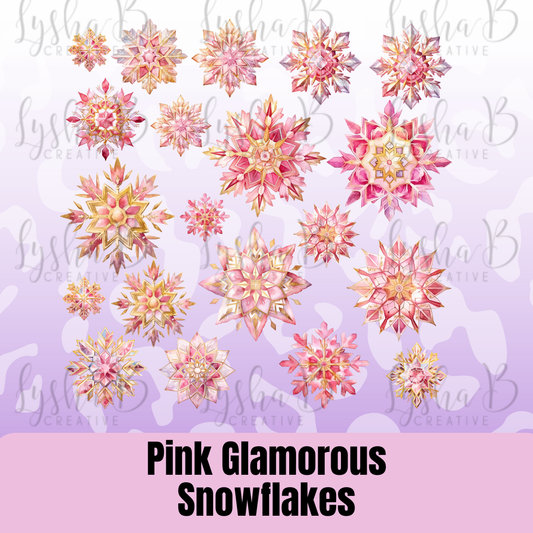 Pink Glamorous Snowflake UVDTF Sheet