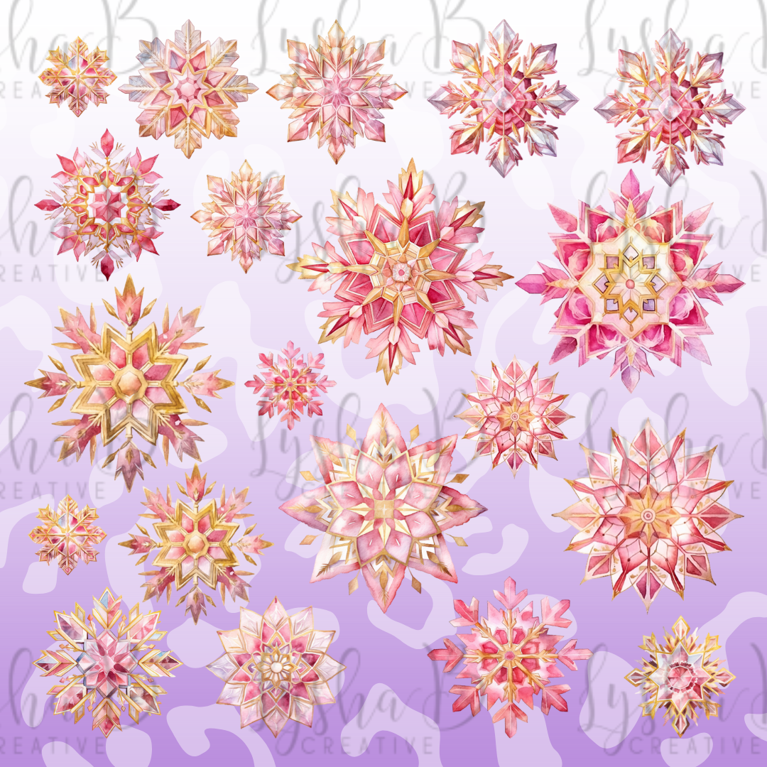 Pink Glamorous Snowflake UVDTF Sheet