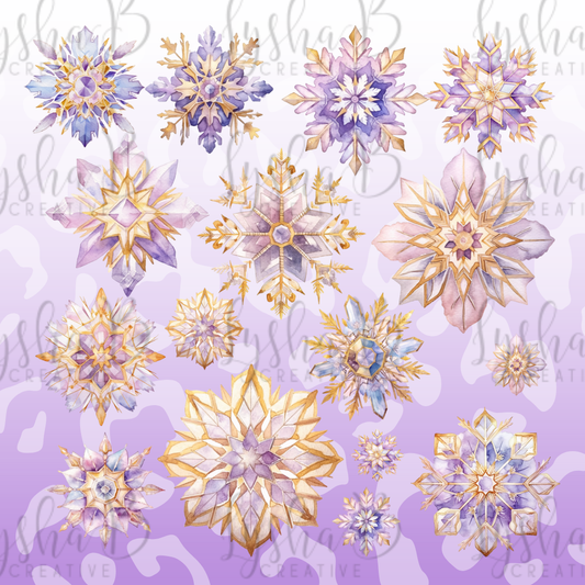 Purple Glamorous Snowflake UVDTF Sheet