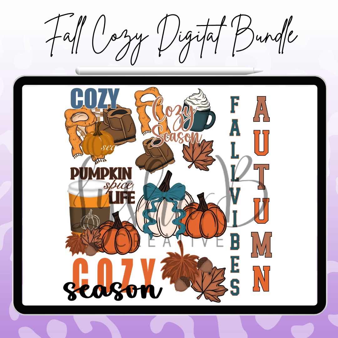 Digital Art/ Fall Cozy Digital Bundle PNG/ Fall things design