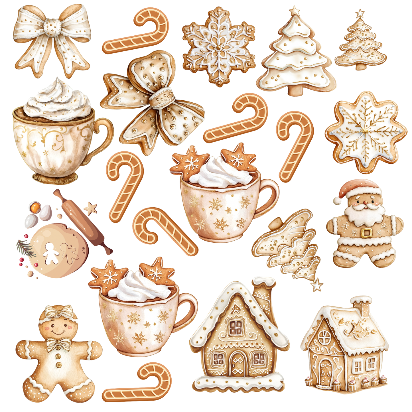 Neutral gingerbread UVDTF decal sheet