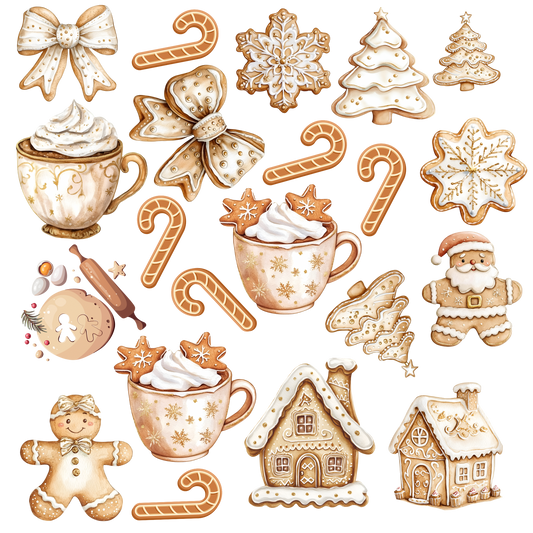 Neutral gingerbread UVDTF decal sheet