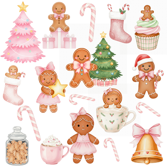 Pink gingerbread UVDTF decal sheet