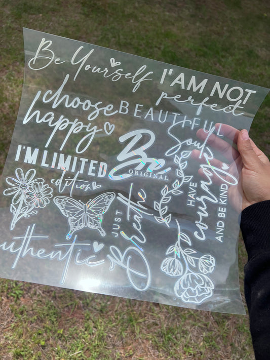 Positive Vibes Holographic | UV DTF & Permanent Vinyl Sheets