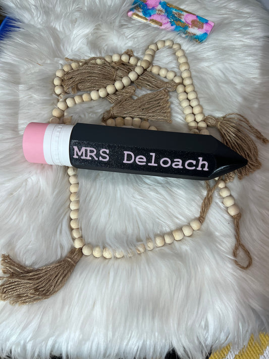 Pencil teacher desk plate