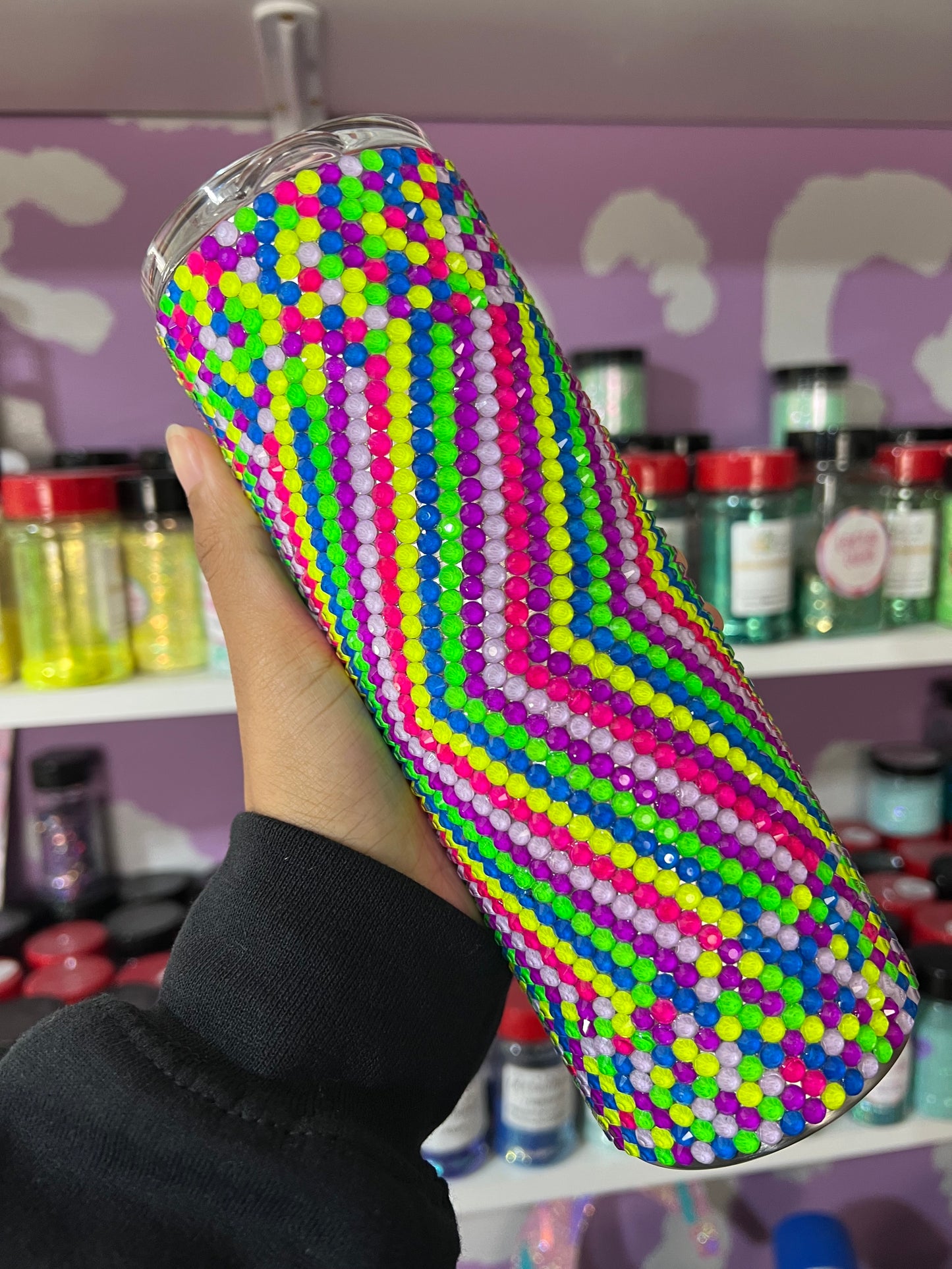 20oz Neon Zig Zag Rhinestone Design