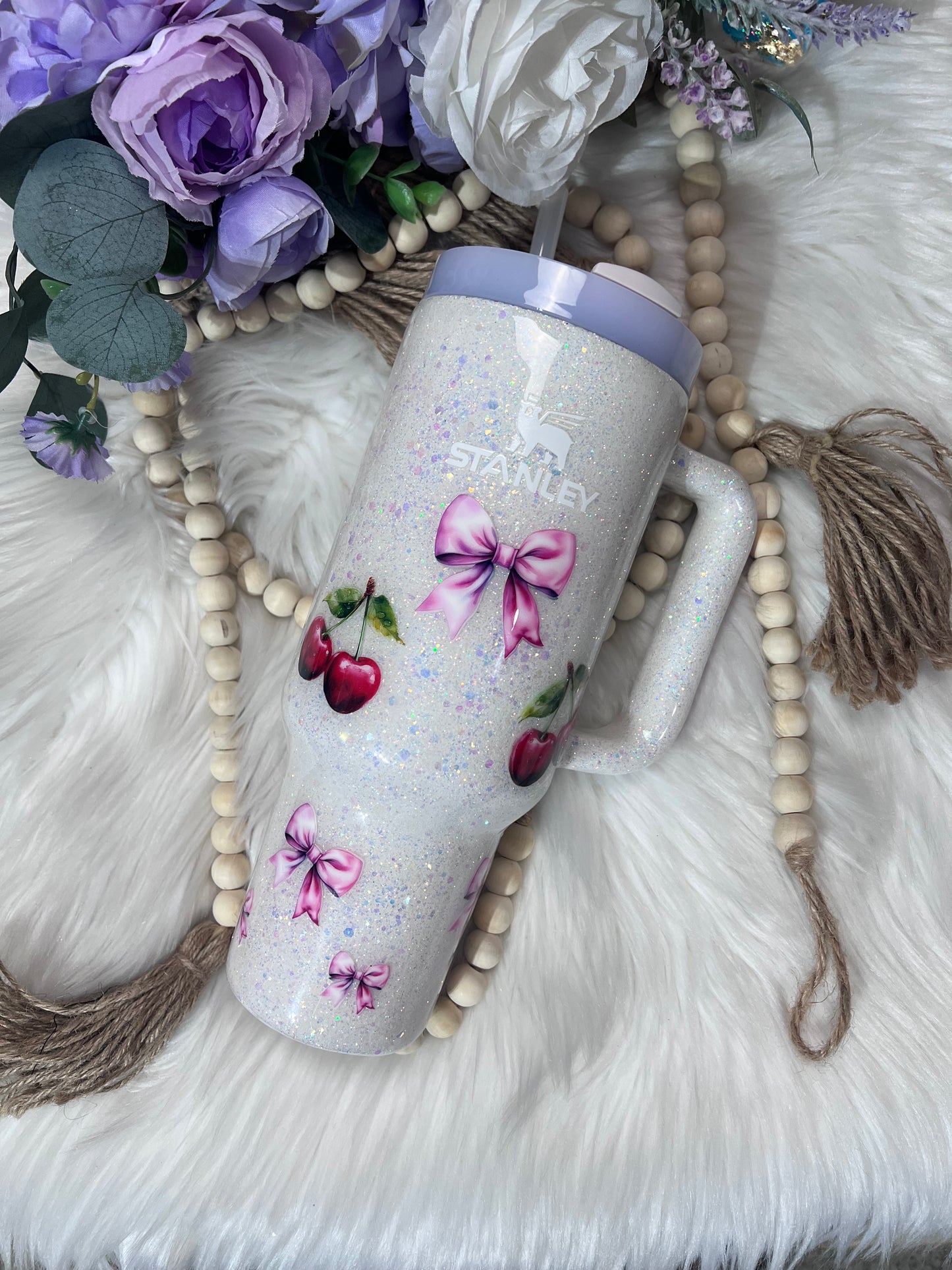 40oz Cherry and Coquette Authentic Stanley Tumbler