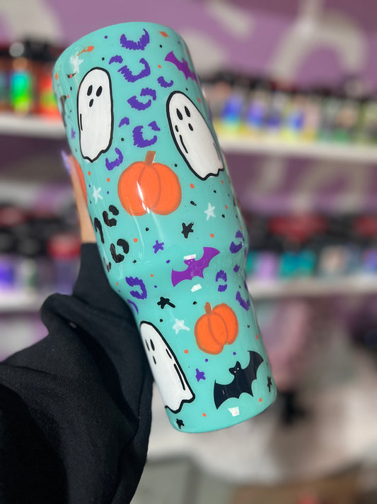 40oz Hand painted spooky tumbler