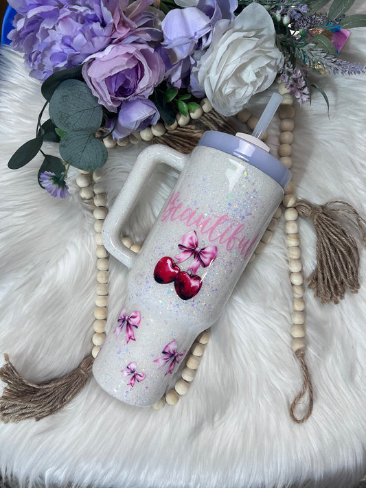40oz Cherry and Coquette Authentic Stanley Tumbler