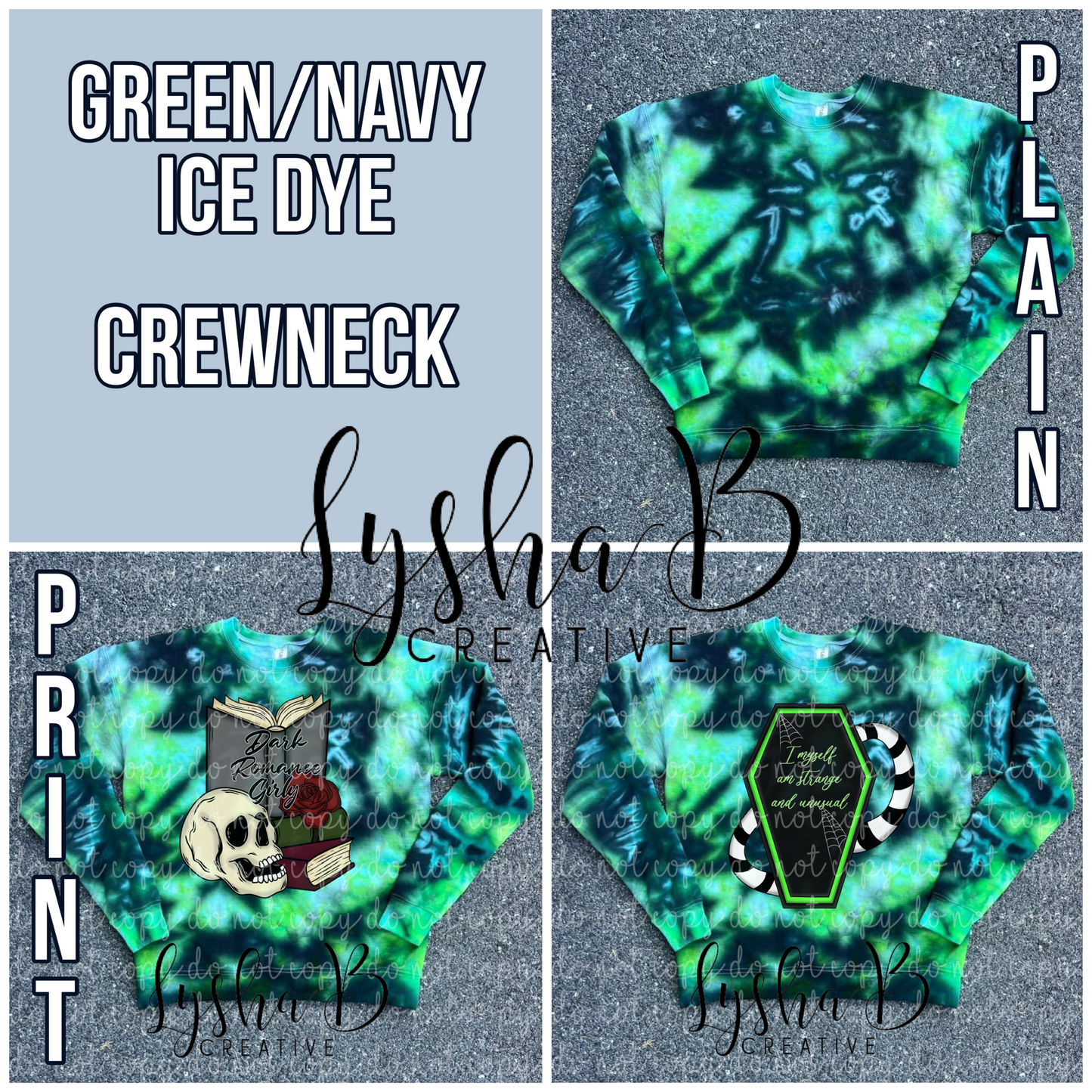 PREORDER Green and Navy Ice Dye Crewneck