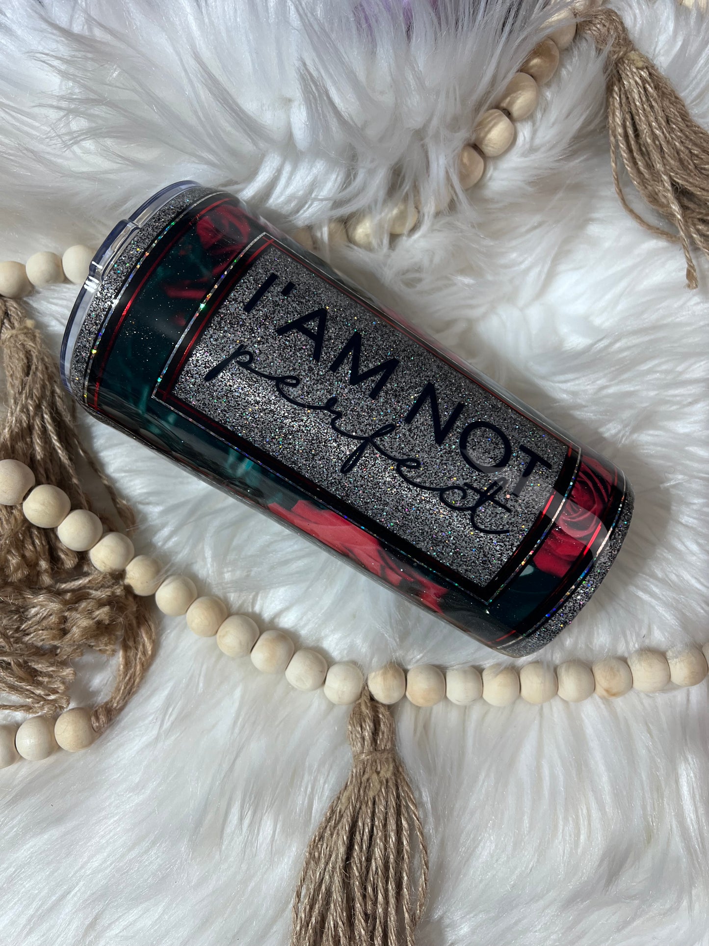 22oz Im not perfect roses tumbler