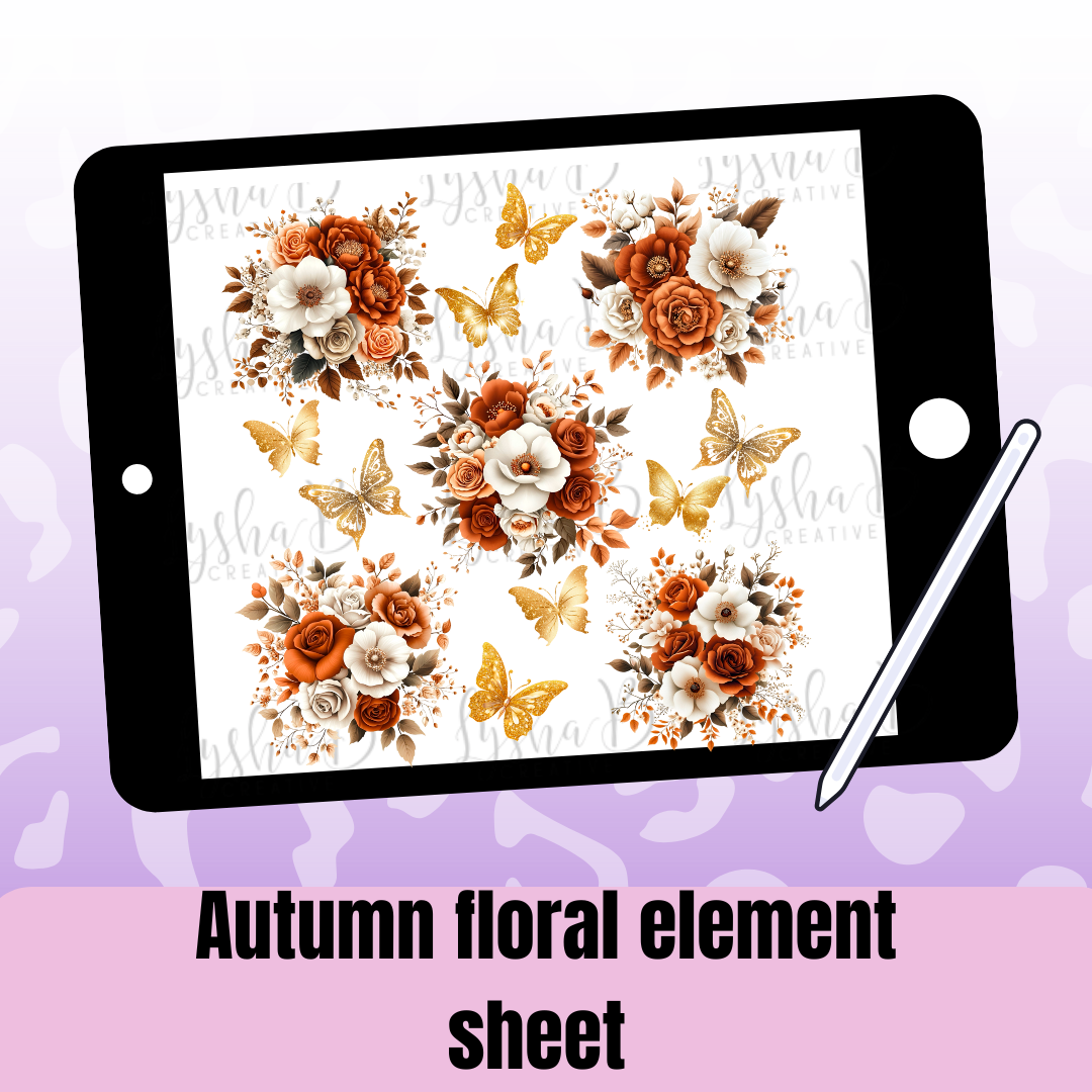 10x10 Autumn floral UVDTF Decal sheet