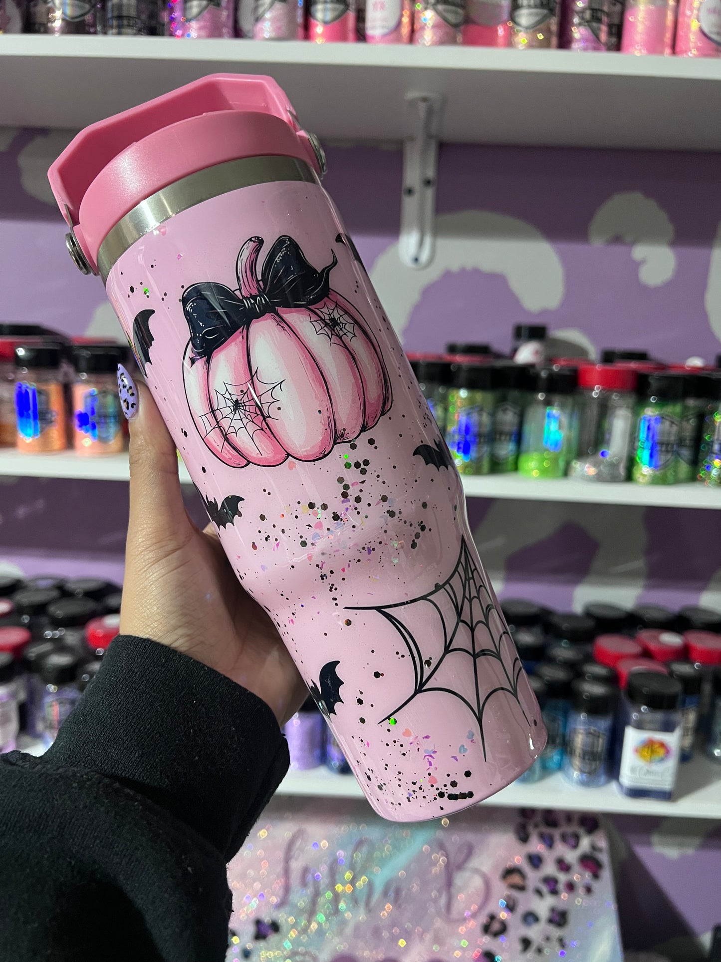 30oz Pink Cute Spooky Pumpkin Tumbler