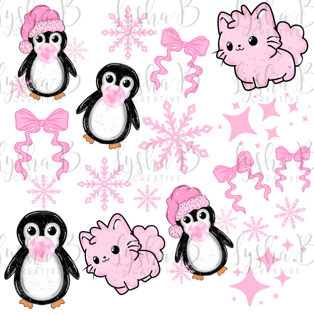 Bubblegum penguin UVDTF decal sheet