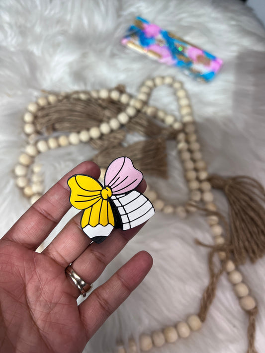 Pencil bow straw topper