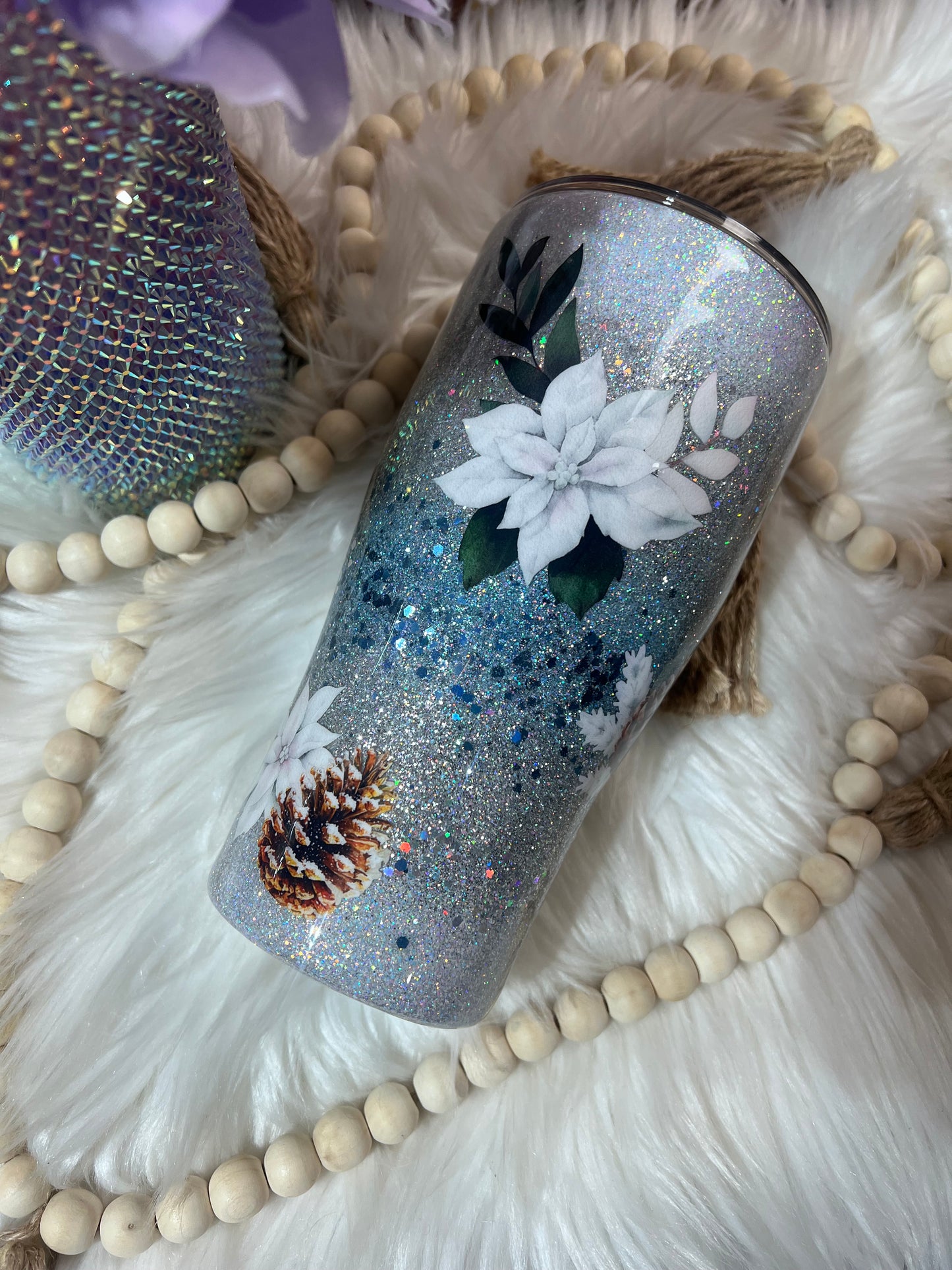 30oz snow floral tumbler