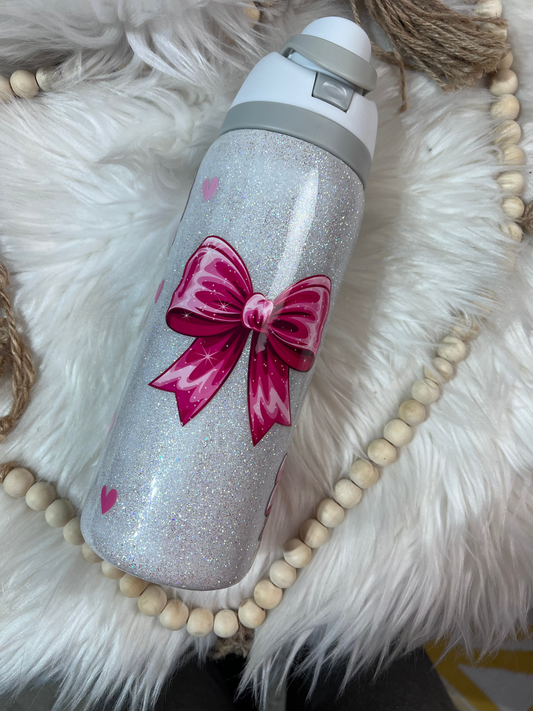 32oz Pink Bow Owala Dupe