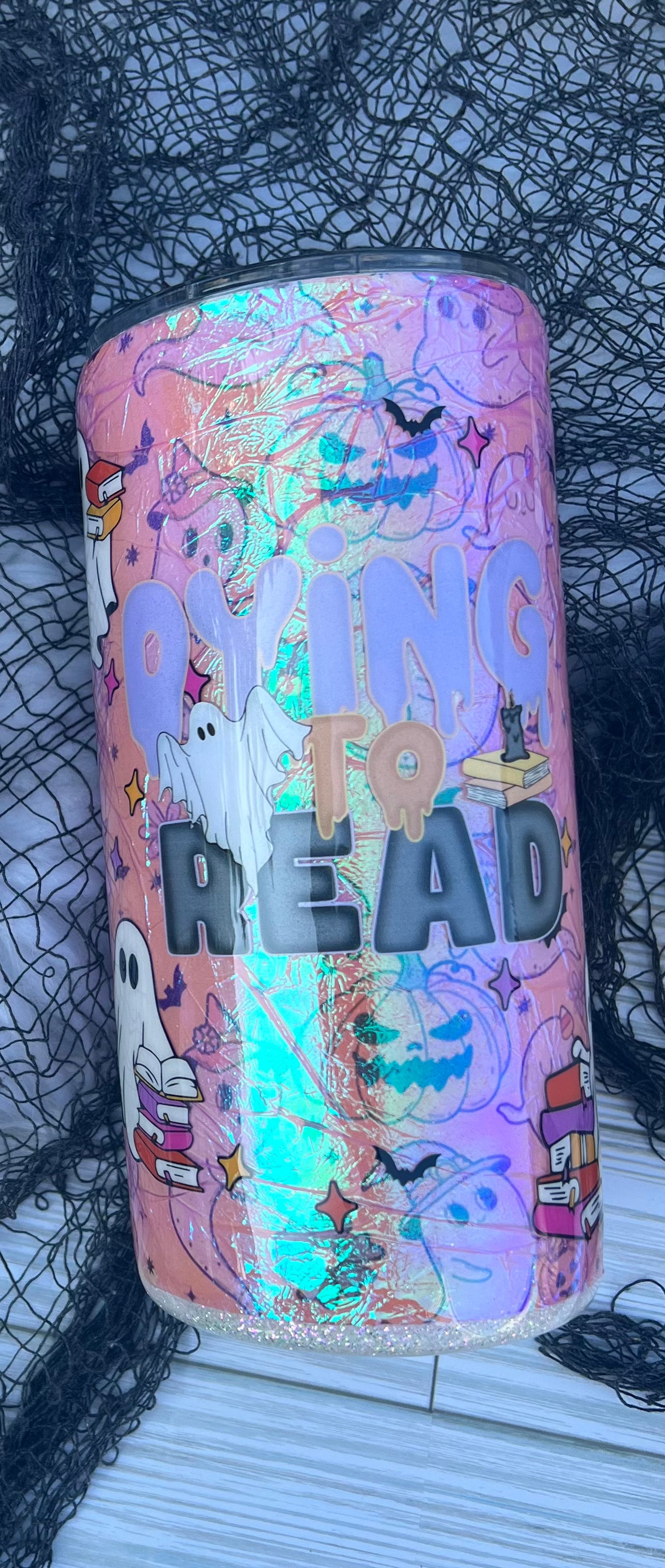 20oz Thick "Dying to Read" Ghost tumbler