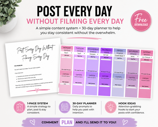 Social Media Content System + 30-Day Planner (Free Download)