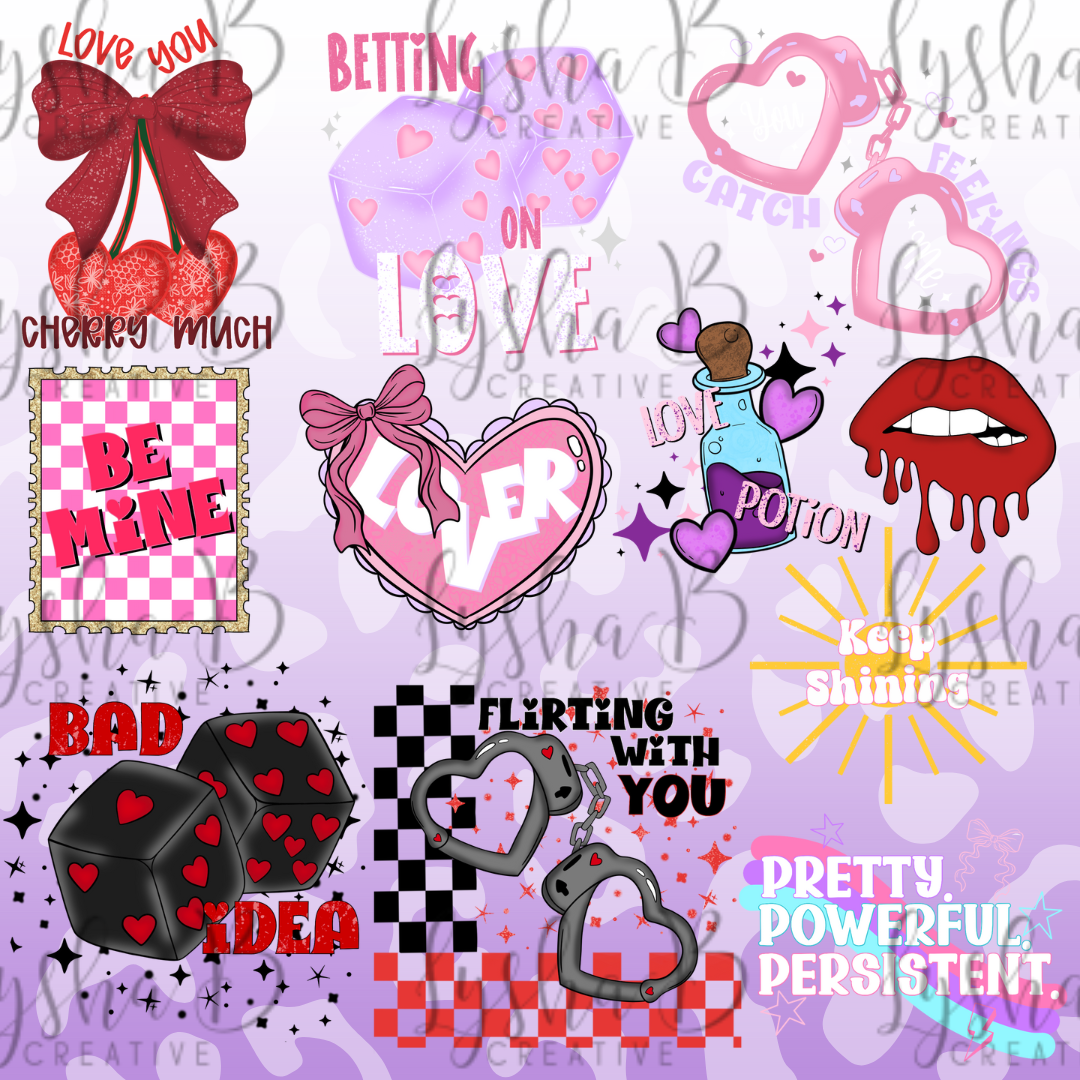 Valentine Decal UVDTF Sheet