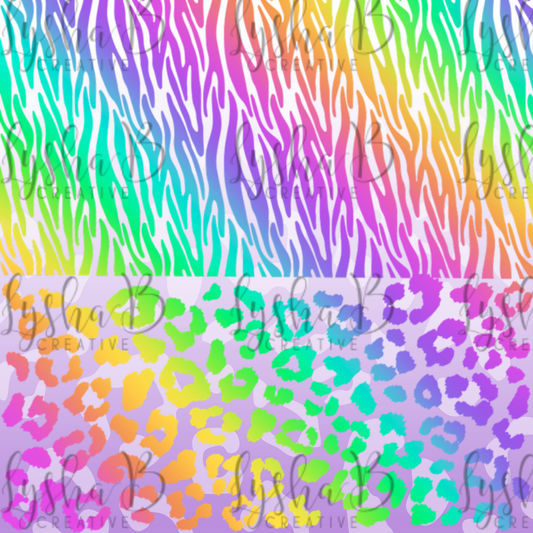 Neon Zebra and Leopard print UVDTF Sheet