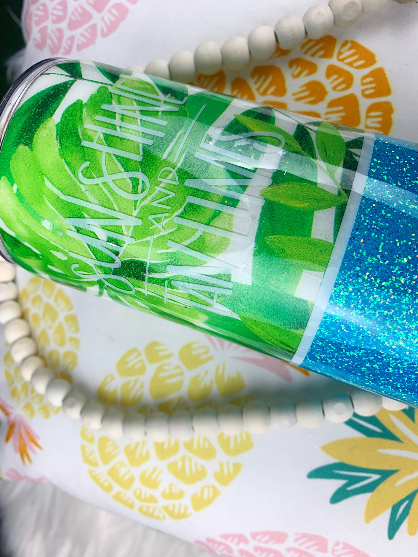 Tropical Palm Leave Tumbler (made to order)